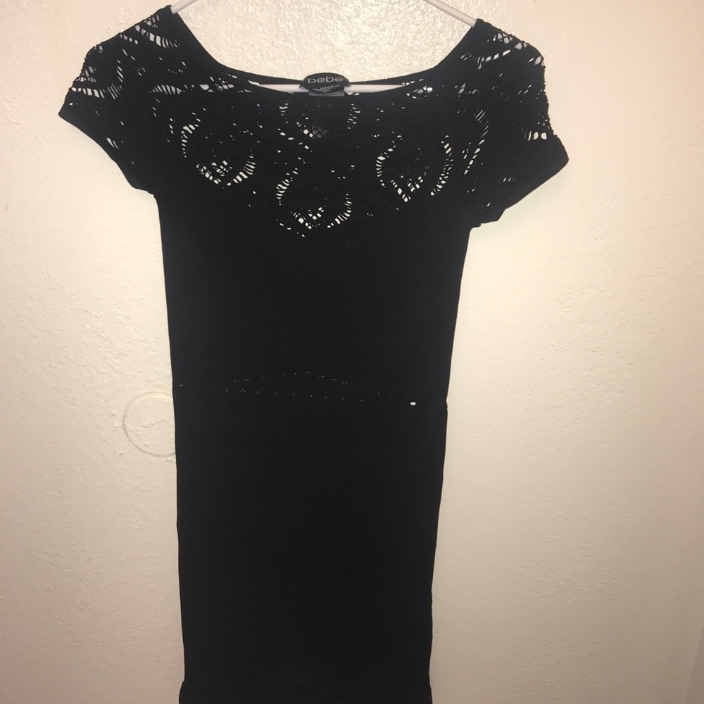 Bebe black mini dress with detail